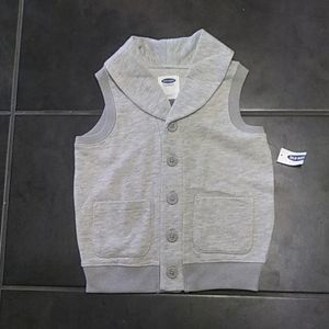 Old Navy 3t boys button up vest gray NWT
